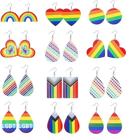12 Paar Regenbogenohrringe Pride Ohrringe Set