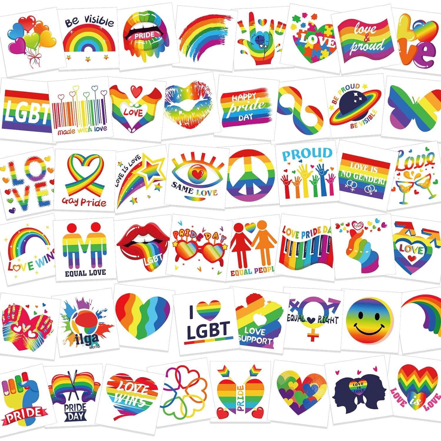 96pcs LGBT Gay Pride Temporäre Tattoos