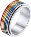 Personalisierter LGBT Ring Regenbogen Herz Ring